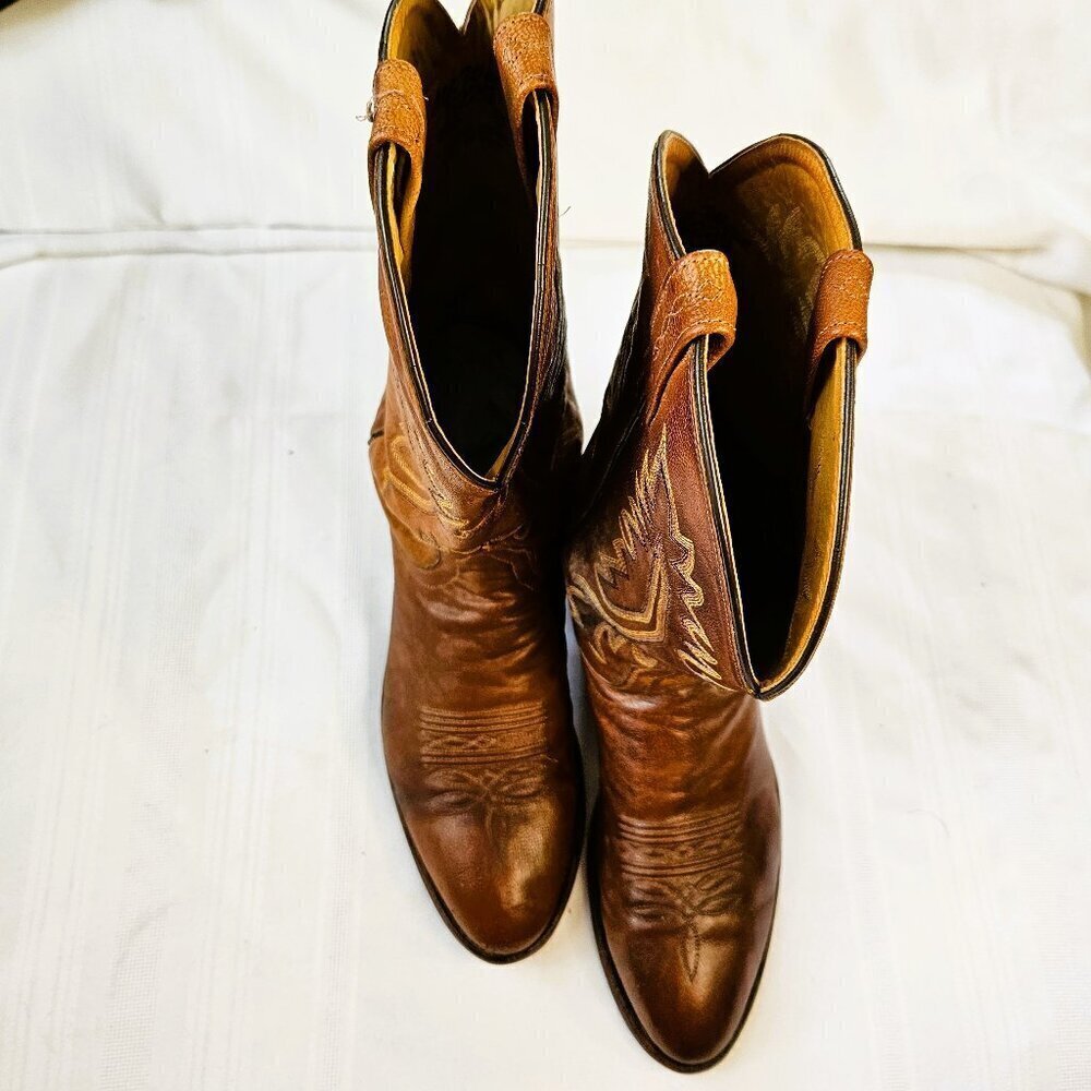 Old West Men Vintage Leather Cowboy Western Work Boots Size 9.5D - Picture 3 of 6
